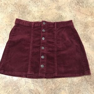 BONGO Burgundy Button-Up Mini Skirt Size 8
